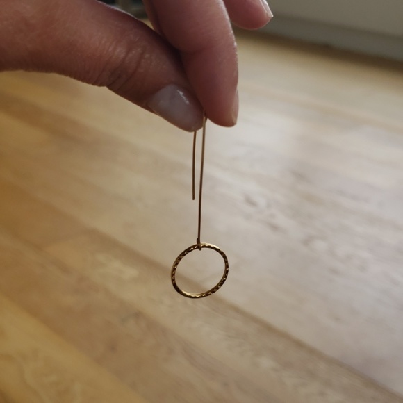 14k gold plated hanging hoop earrings - Picture 2 of 3